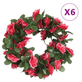 Kerstslingers Met Bloemen 6 St 250 Cm Lente Rozerood