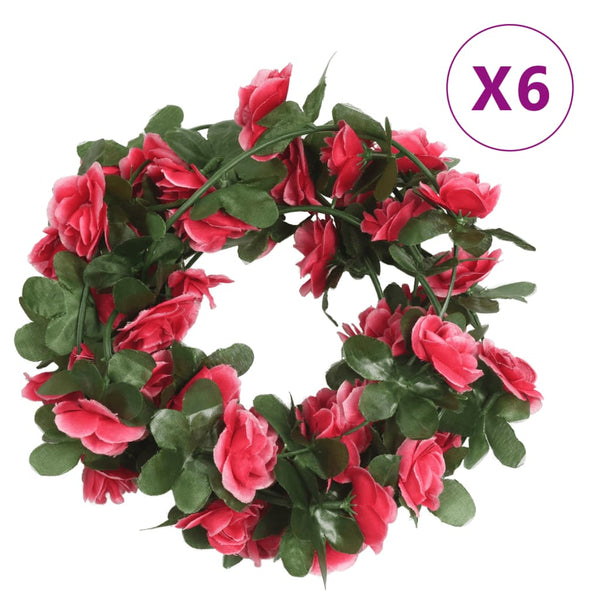 Kerstslingers Met Bloemen 6 St 250 Cm Lente Rozerood