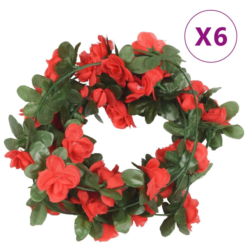 Kerstslingers Met Bloemen 6 St 250 Cm Lente Rozerood