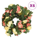 Kerstslingers Met Bloemen 6 St 250 Cm Lente Rozerood
