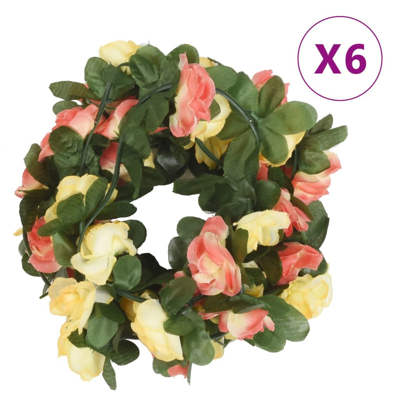 Kerstslingers Met Bloemen 6 St 250 Cm Lente Rozerood