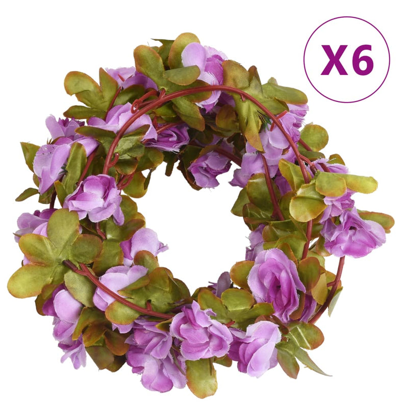 Kerstslingers Met Bloemen 6 St 250 Cm Lente Rozerood