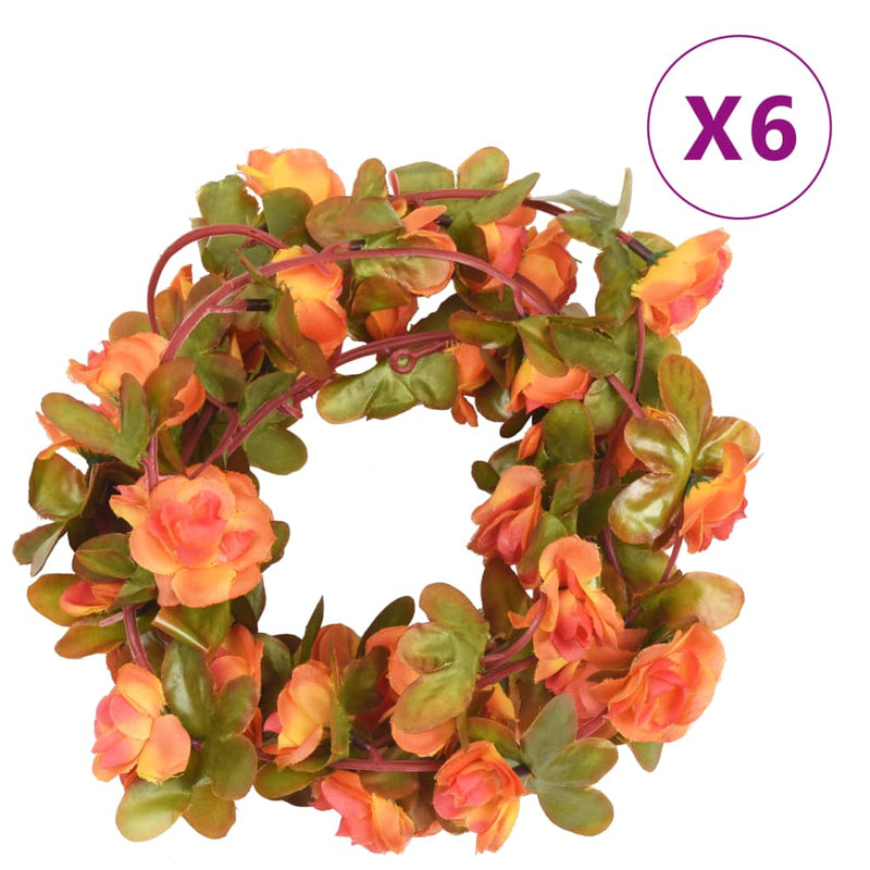 Kerstslingers Met Bloemen 6 St 250 Cm Lente Rozerood
