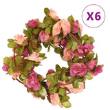 Kerstslingers Met Bloemen 6 St 250 Cm Lente Rozerood