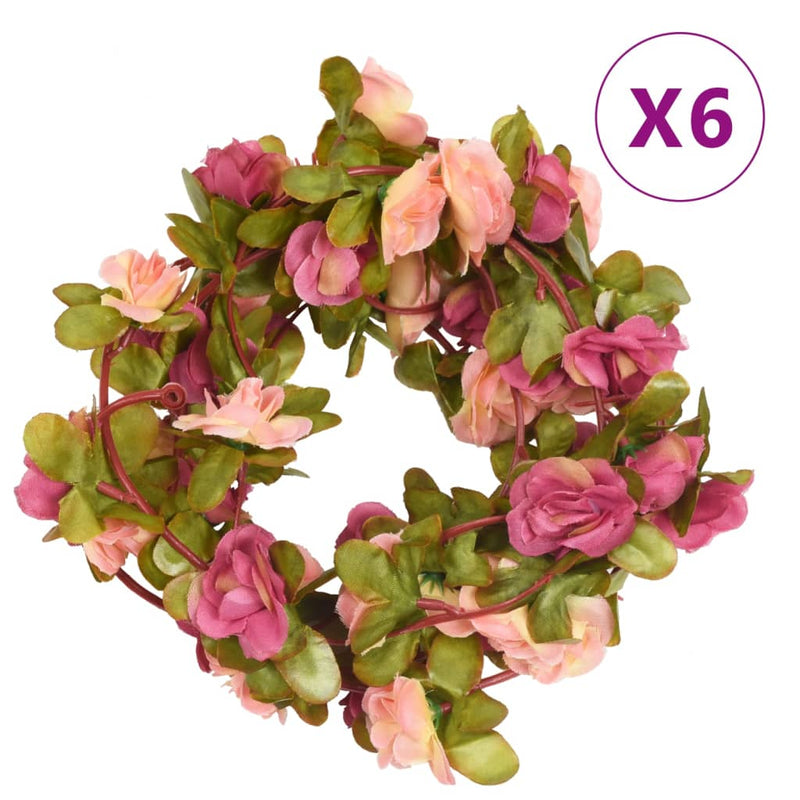 Kerstslingers Met Bloemen 6 St 250 Cm Lente Rozerood