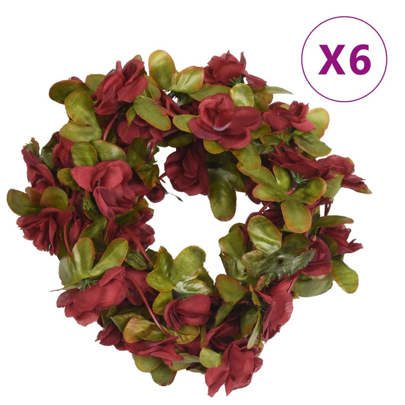 Kerstslingers Met Bloemen 6 St 250 Cm Lente Rozerood