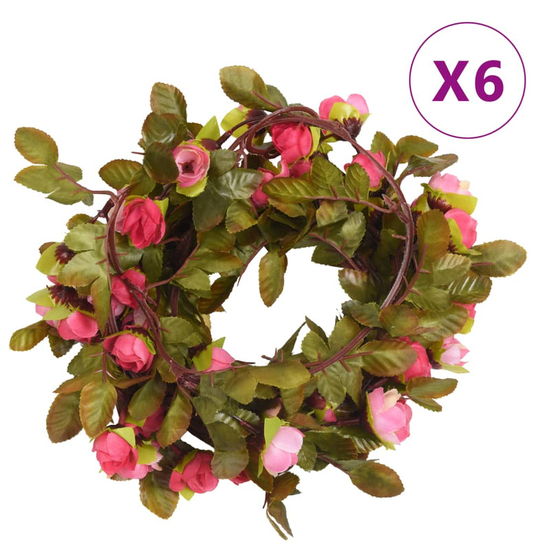 Kerstslingers Met Bloemen 6 St 215 Cm Kleurig