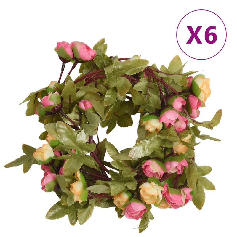 Kerstslingers Met Bloemen 6 St 215 Cm Kleurig