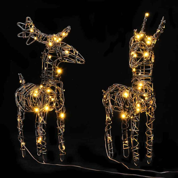 Kerstversiering Rendieren 240 Led's Rattan Warmwit