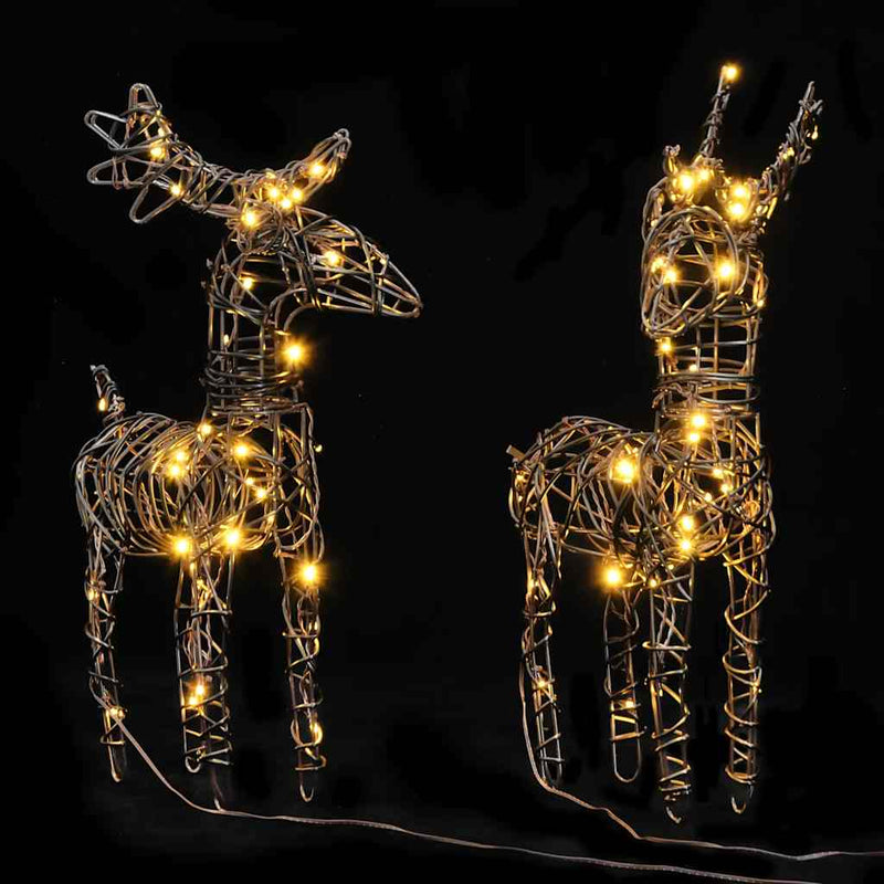 Kerstversiering Rendieren 240 Led's Rattan Warmwit