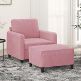 Fauteuil Met Voetenbank 60 Cm Fluweel