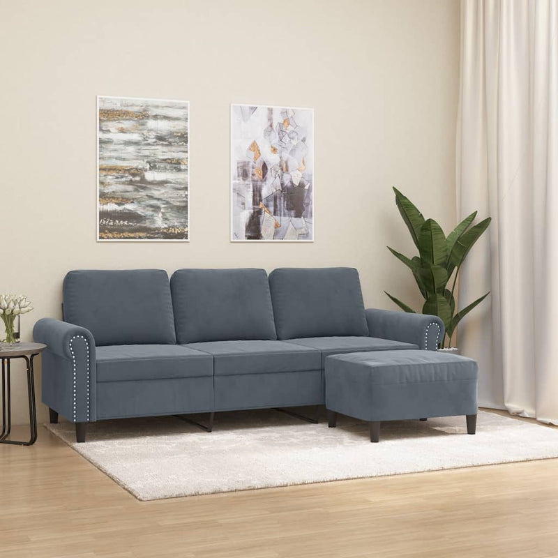 Driezitsbank Met Voetenbank 180 Cm Fluweel