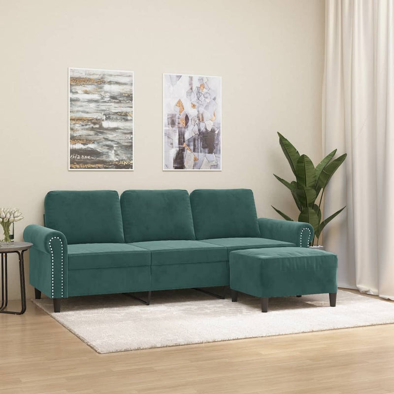 Driezitsbank Met Voetenbank 180 Cm Fluweel