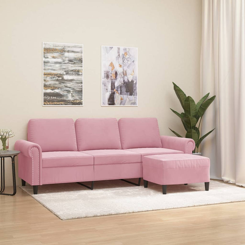 Driezitsbank Met Voetenbank 180 Cm Fluweel