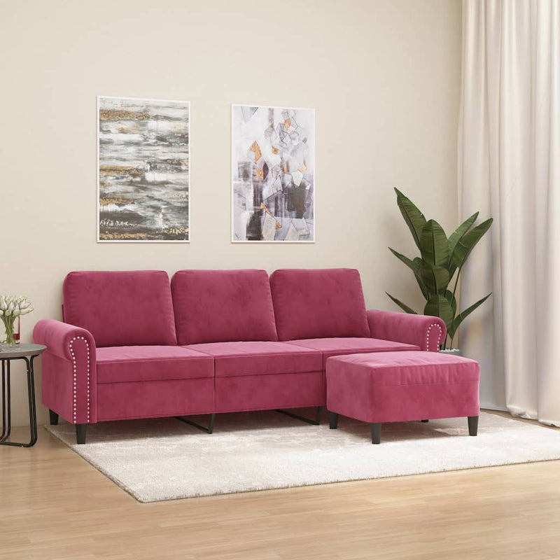 Driezitsbank Met Voetenbank 180 Cm Fluweel