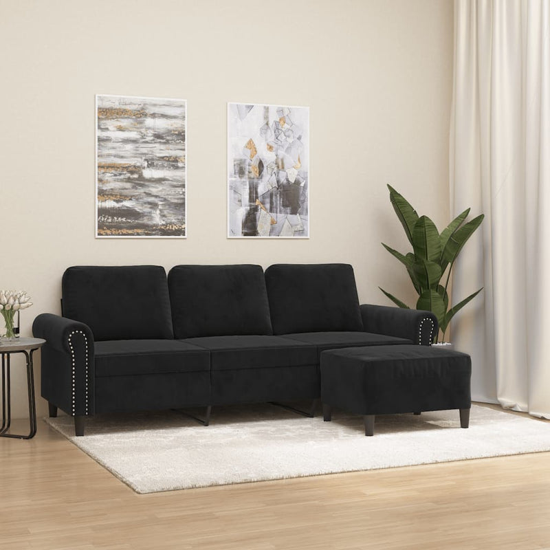 Driezitsbank Met Voetenbank 180 Cm Fluweel