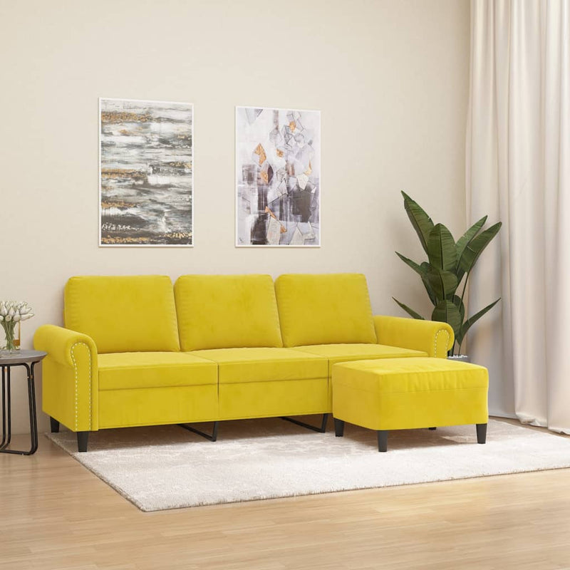 Driezitsbank Met Voetenbank 180 Cm Fluweel