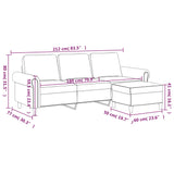 Driezitsbank Met Voetenbank 180 Cm Fluweel