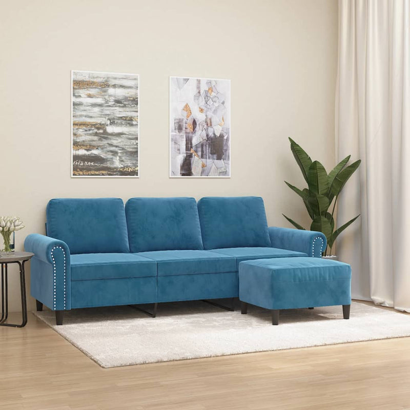 Driezitsbank Met Voetenbank 180 Cm Fluweel