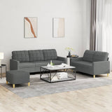 3-Delige Loungeset Met Kussens Stof Kleurig