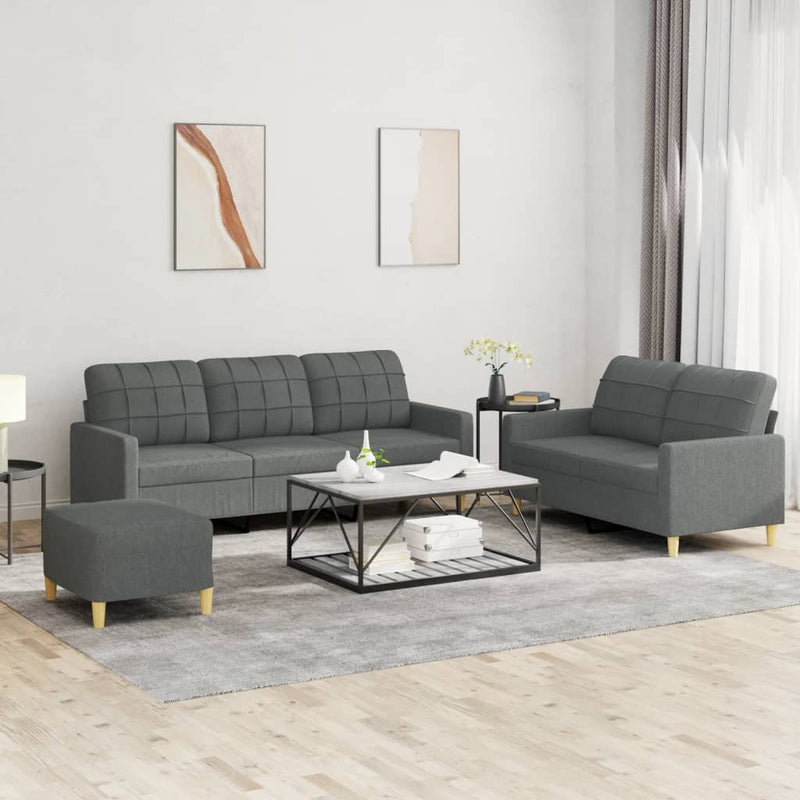 3-Delige Loungeset Met Kussens Stof Kleurig