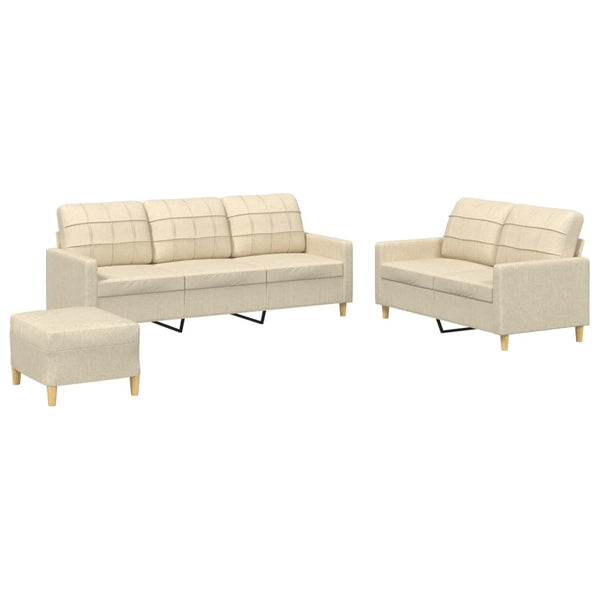 3-Delige Loungeset Met Kussens Stof Kleurig