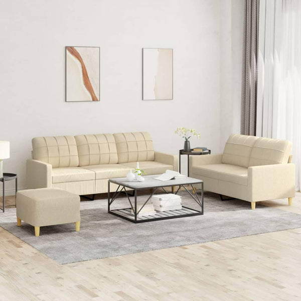 3-Delige Loungeset Met Kussens Stof Kleurig
