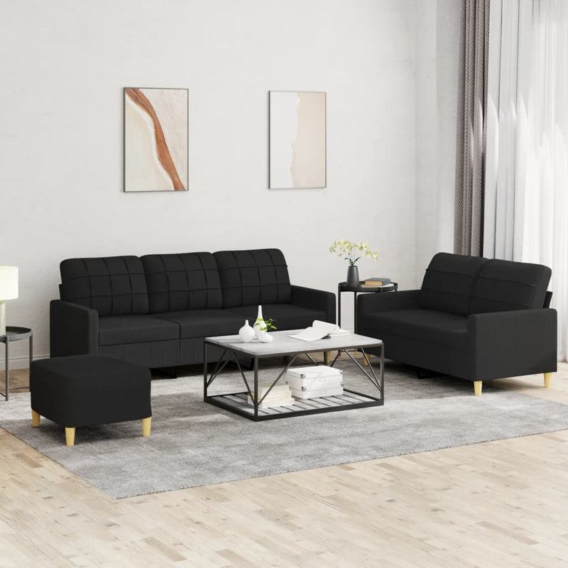3-Delige Loungeset Met Kussens Stof Kleurig