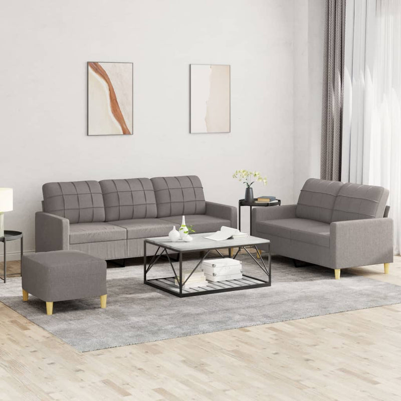 3-Delige Loungeset Met Kussens Stof Kleurig
