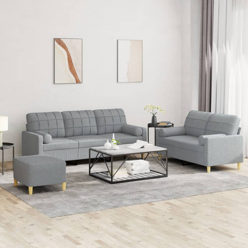 3-Delige Loungeset Met Kussens Stof Kleurig