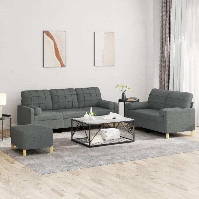 3-Delige Loungeset Met Kussens Stof Kleurig