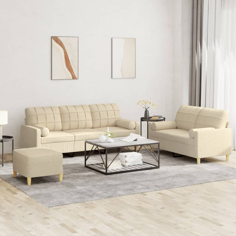 3-Delige Loungeset Met Kussens Stof Kleurig