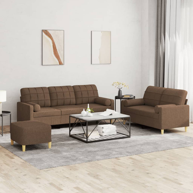3-Delige Loungeset Met Kussens Stof Kleurig