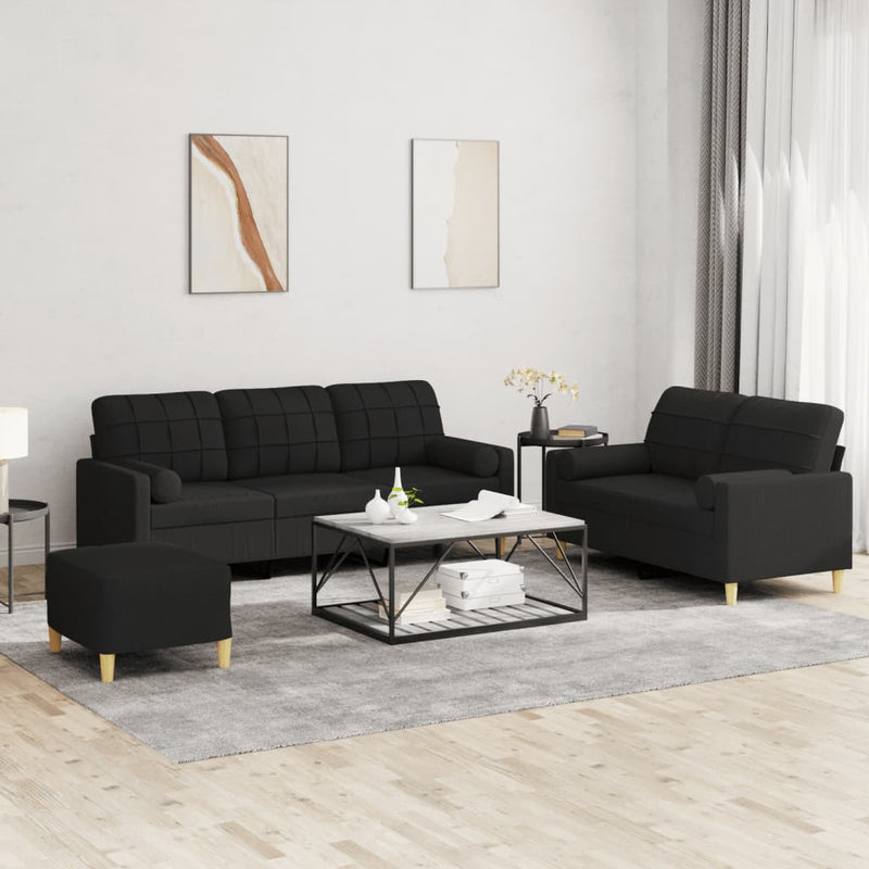 3-Delige Loungeset Met Kussens Stof Kleurig
