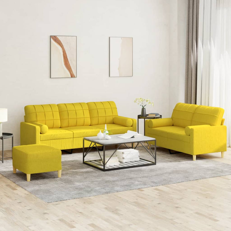 3-Delige Loungeset Met Kussens Stof Kleurig