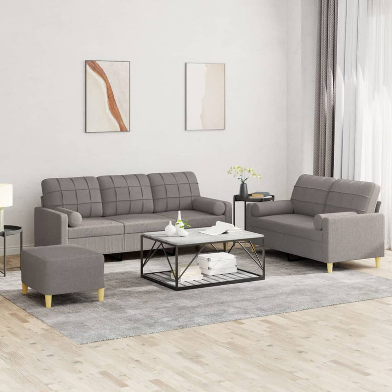 3-Delige Loungeset Met Kussens Stof Kleurig