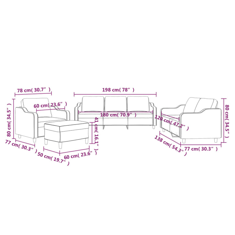 4-Delige Loungeset Met Kussens Stof