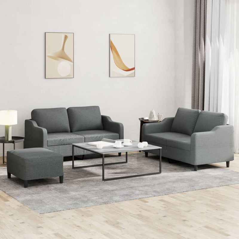 3-Delige Loungeset Met Kussens Stof