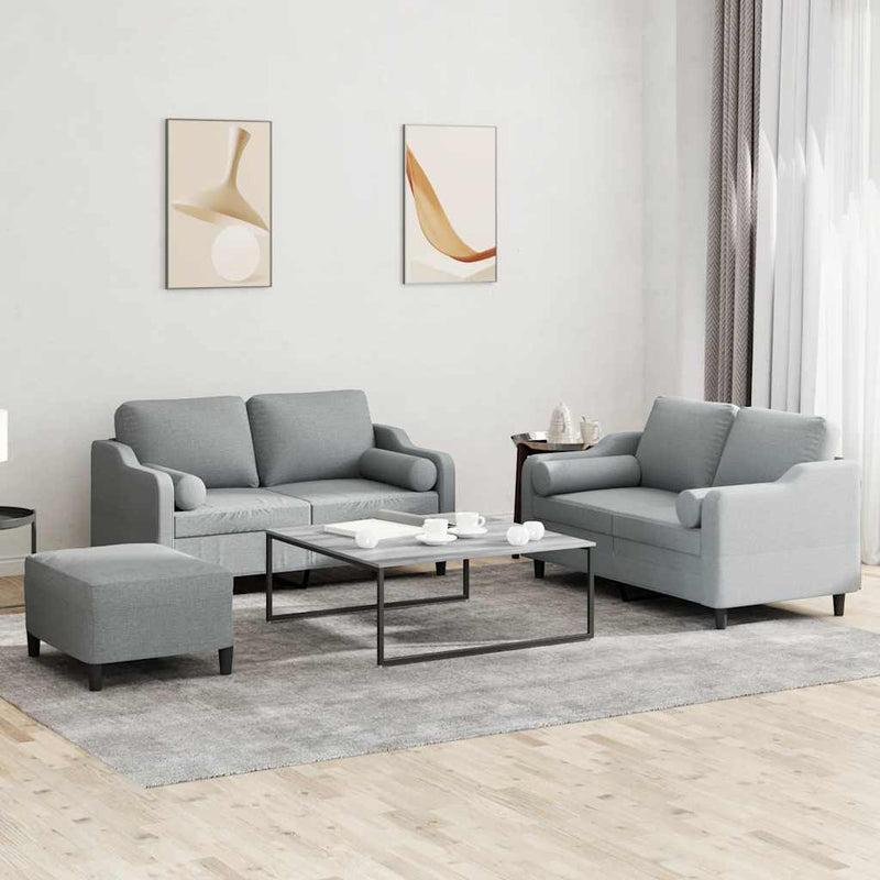 3-Delige Loungeset Met Kussens Stof