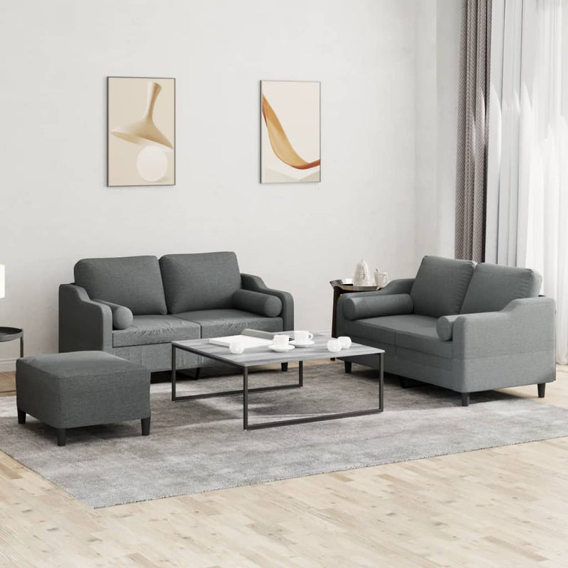 3-Delige Loungeset Met Kussens Stof