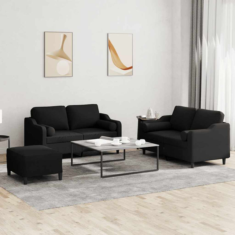 3-Delige Loungeset Met Kussens Stof