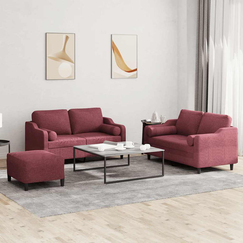 3-Delige Loungeset Met Kussens Stof