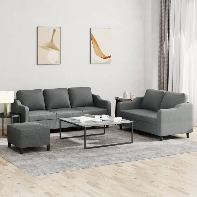 3-Delige Loungeset Met Kussens Stof