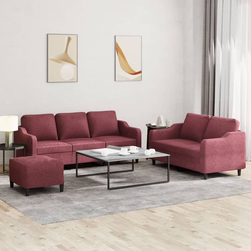 3-Delige Loungeset Met Kussens Stof