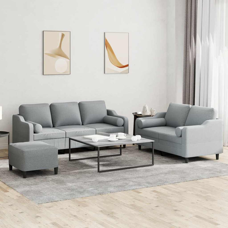 3-Delige Loungeset Met Kussens Stof