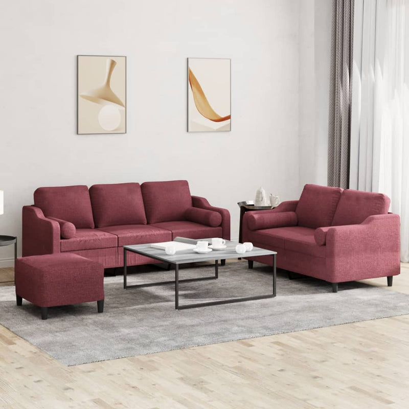 3-Delige Loungeset Met Kussens Stof