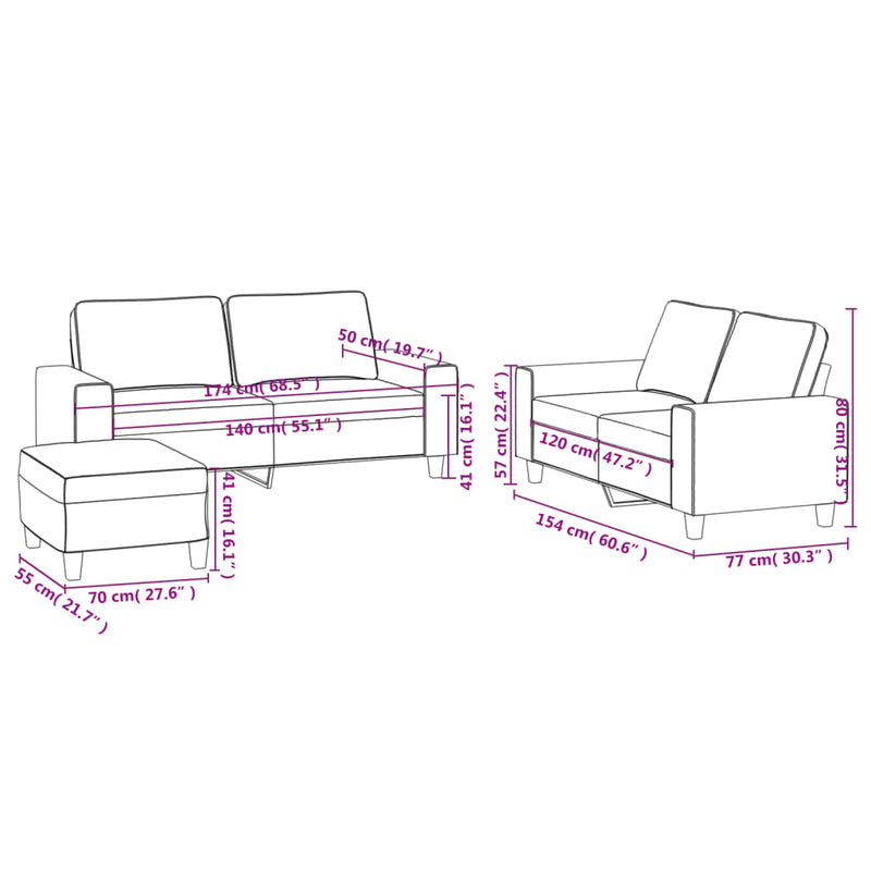 3-Delige Loungeset Stof