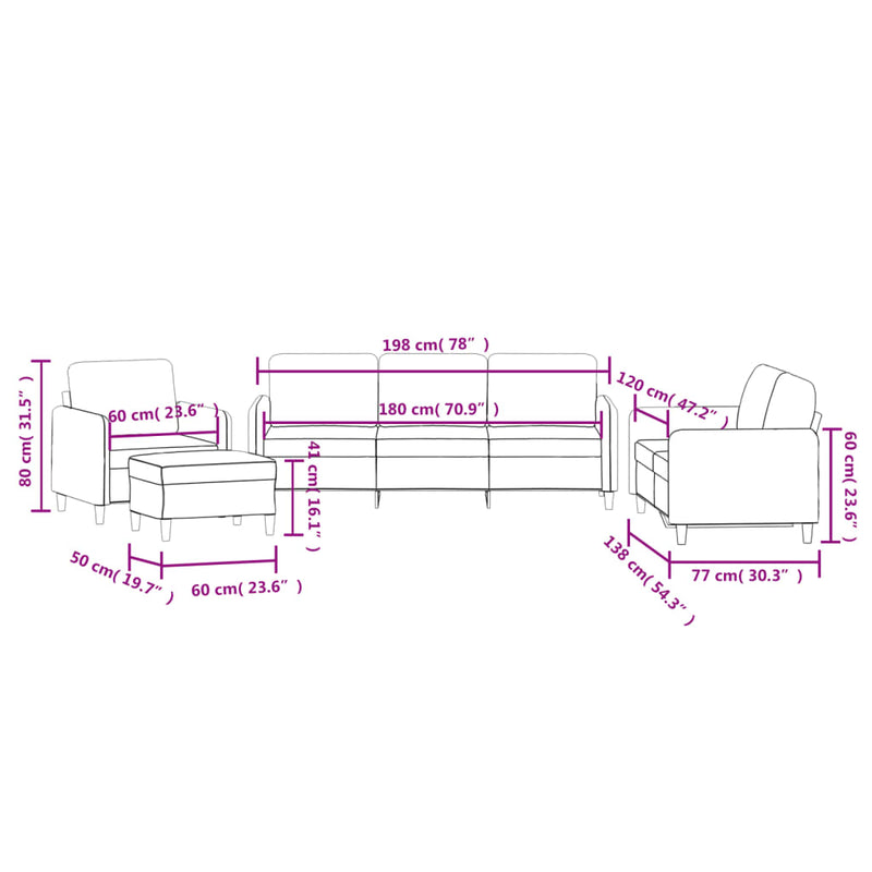4-Delige Loungeset Fluweel Kleurig