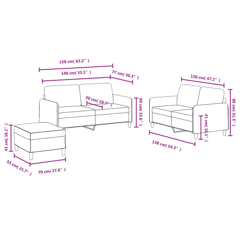 3-Delige Loungeset Fluweel