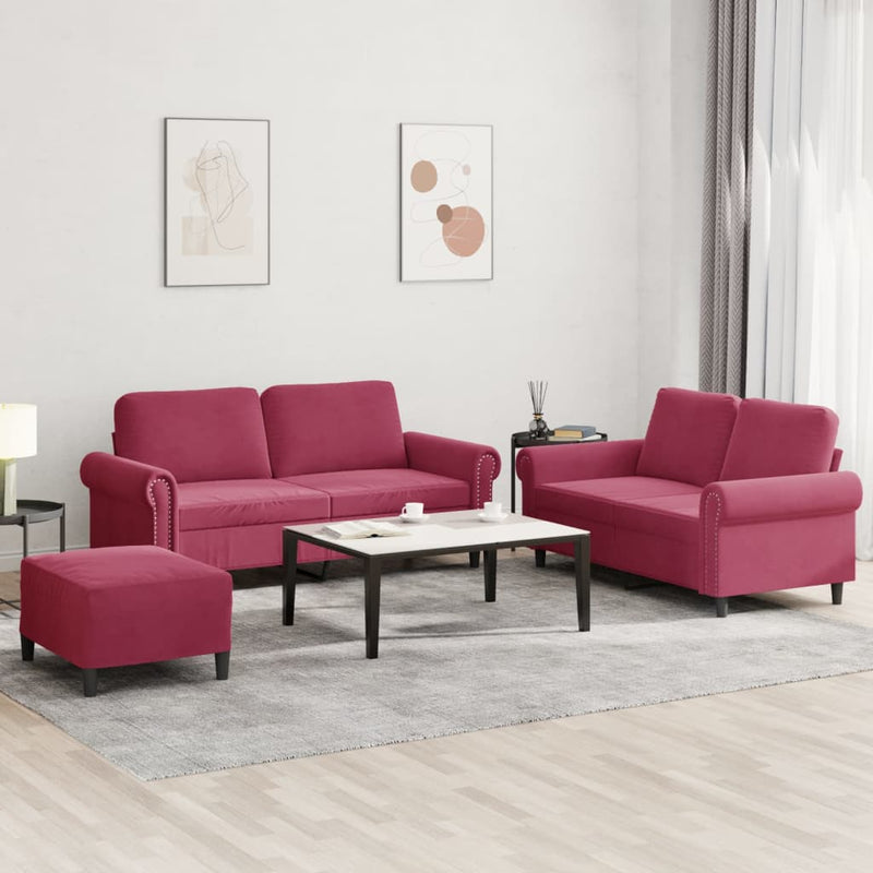 3-Delige Loungeset Met Kussens Fluweel